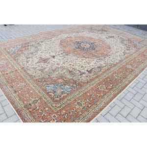 Alfombra Turca Vintage, Alfombra de Lana Ombré Azul y Naranja de 9.9x14.6 pies - Product Image 2