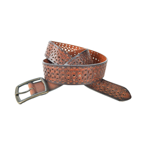Ceinture en cuir de buffle véritable de qualité supérieure personnalisable faite à la main Nouveau poinçonnage perforé entièrement fait à la main en laiton pour boucle Style de mode - Product Image 1