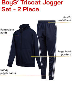 Navy Boys' Tricot Jogger Set-Conjunto de chándal con cremallera de rendimiento activo de 2 piezas - Product Image 5