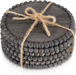 Wholesaler High Quality Hot Trending Bohemian Set 4 White <b>Beaded</b> <b>Coasters</b> Round <b>Beaded</b> <b>Coasters</b> for Drinkware Decoration - Product Image 2