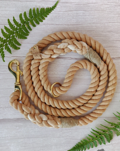 Laisse de chien en corde de coton naturel fait à la main écologique personnalisé collier de chien coloré corde - Product Image 1