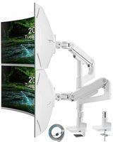 Support pour deux moniteurs robustes avec ports USB A/C, pour moniteurs de 17 à 49 pouces, réglable en hauteur, bras long, écran extra large, VESA