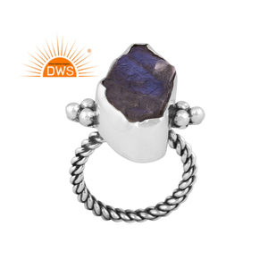 Handmade Oxidized Sterling Silver Natural <b>Labradorite</b> Gemstone Stackable <b>Ring</b> Jewelry For Women Gift For Her - Product Image 1