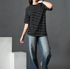 Ropa de calle transpirable, camisetas de estilo clásico para mujer, camisetas holgadas informales de Color blanco y negro, cómodas y ligeras - Product Image 6