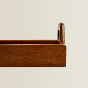 Bandeja de madera de mango de tamaño personalizado con acabado natural y mango cómodo para servir aperitivos y té - Product Image 3