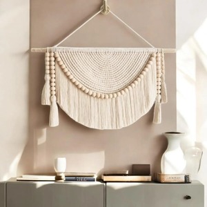 Décoration murale en macramé adorable, parfaite pour les intérieurs élégants, salon, chambre à coucher et bureau, décoration artisanale d'Inde - Product Image 6
