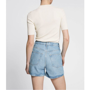 Shorts de mode pour femmes Jeans Pants Sexy Light Blue Color Cotton Ladies Denim Button Fly Jean Breathable Shorts - Product Image 2