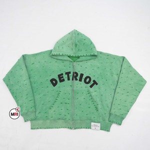 Sudadera con capucha y cremallera personalizada, de algodón 100% de alto gramaje, para invierno, oversize, con lavado ácido y efecto desgastado, estampada, unisex, tallas grandes, corte holgado y hombros caídos - Product Image 5