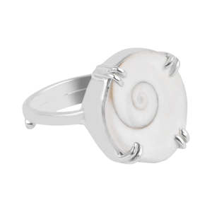 NOVAMART Fine Gomti Chakra <b>Adjustable</b> <b>Ring</b> 925 Silver Certified Natural Astrological Gemstone Unisex Healing Jewelry Shell Stone - Product Image 1
