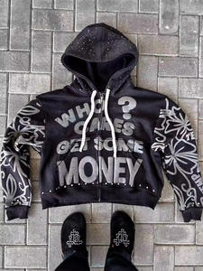 Premium Puff Print <b>Zip</b> <b>Up</b> <b>Hoodie</b> Cotton Fleece OEM Private Label Fashion Winter <b>Hoodie</b> - Product Image 4