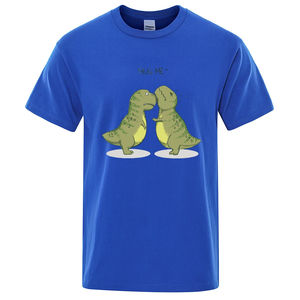 T-shirts pour hommes Hug Me Kawaii, petit dinosaure vert amusant, T-shirts amples, T-shirts en coton d'été, T-shirts surdimensionnés, manches courtes de style streetwear - Product Image 2
