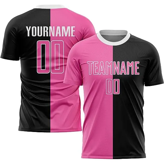 Beste Kwaliteit Op Maat Gemaakte Voetbalteam Jersey Voetbal Uniform Sets Sublimatie Ronde Hals Effen Kleur Custom Voetbalkleding Uniform