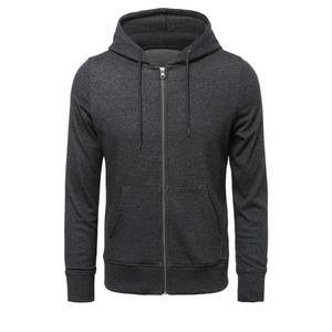 Sweat à capuche à fermeture éclair 450 GSM pour hommes 100% coton gris chiné vierge imprimé sur mesure avec cordon de serrage - Product Image 4