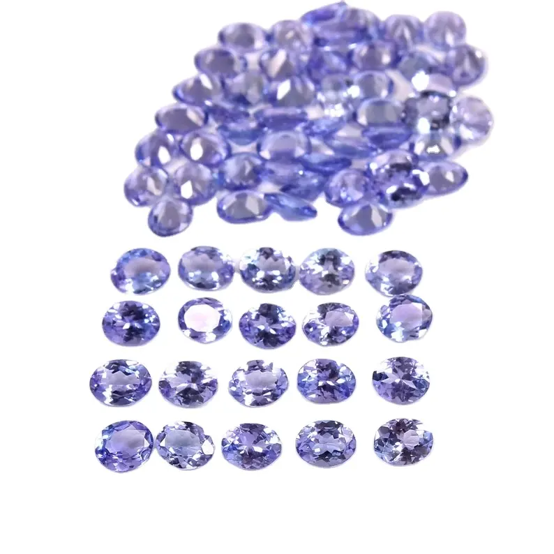 Buen color azul D bloque tanzanita forma ovalada todos los tamaños piedras preciosas facetadas sueltas de proveedor indio