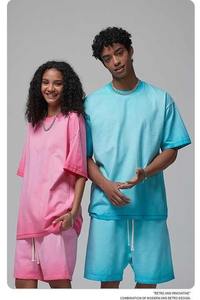 Conjunto de pantalones cortos de lavado ácido de algodón 100% de alta calidad para hombre, Camiseta y pantalón corto de talla grande al por mayor para ropa de calle de verano y uso en el gimnasio - Product Image 4