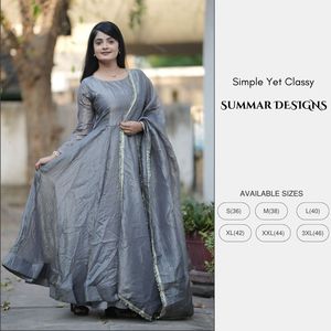 Costume Anarkali Gold Crush pour femme avec ensemble Dupatta indien pakistanais tenue de fête de mariage bas de robe - Product Image 2