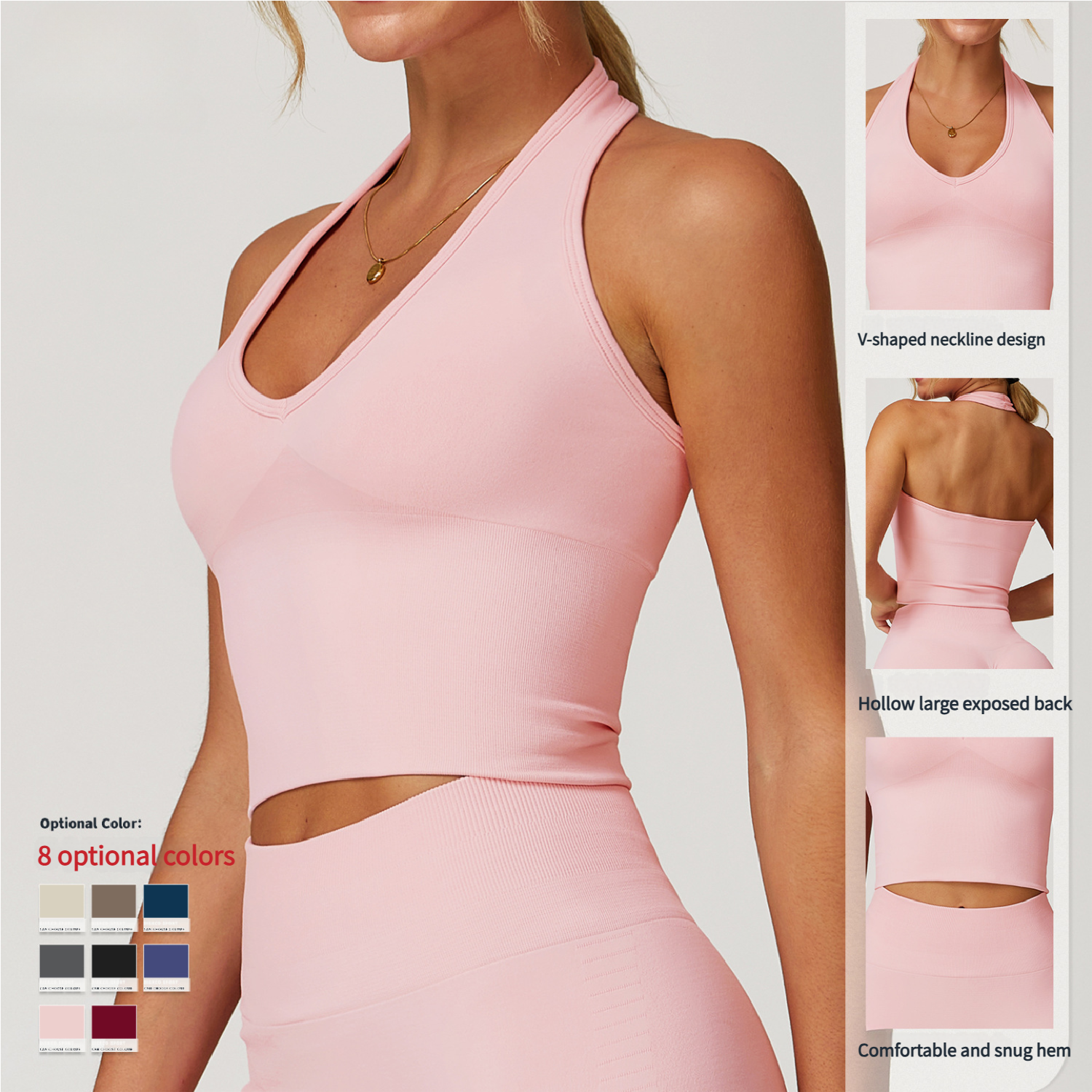 Women's Seamless Yoga Top V-Neck Quick Dry Spandex Fitness Sports Bra for Active Running and Sports
