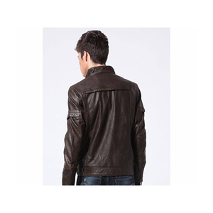 Veste en cuir pour homme en cuir PU Veste en cuir mi-longue à manches longues pour moto et affaires - Product Image 2