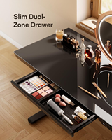 Bureau debout électrique en verre noir personnalisable, minimaliste et moderne, avec réglage en hauteur, pour le gaming, avec tiroir