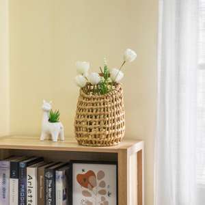 Panier suspendu en jacinthe d'eau avec sangle en similicuir, panier de rangement fait à la main, vente en gros, écologique, fabriqué par VgreenArt au Vietnam - Product Image 5