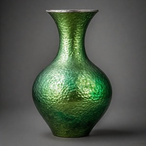 Vase vert antique de verdure sauvage avec la finition de texture rustique Vase en métal de concepteur Accent artisanal exquis pour la décoration intérieure - Product Image 4