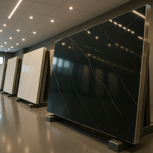 Dessus de vanité et plancher modernes de la meilleure qualité de quartz de noyau noir épaisseur de 20mm/30mm - Product Image 6