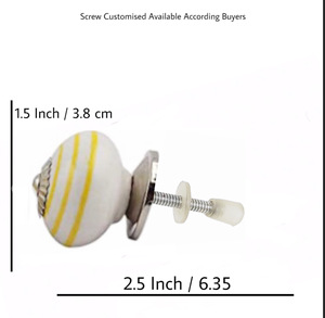 Boutons en céramique faits à la main CK 558 bandes jaune citron avec couleur blanche pour tiroirs armoires armoires commodes chambres cuisine utilisation - Product Image 3