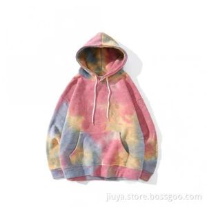 2026 High Demanded Winter Tie Dye Plain Dyed Women Men Hoodies Bleach <b>Washed</b> Cotton Blended Pullover Eco-Friendly - Product Image 2