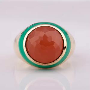 เครื่องประดับใบหน้าผู้ขายที่ดีที่สุดแหวนเงินสเตอริงแฟชั่นสำหรับผู้ชายประดับพลอยมูนสโตนสีพีชธรรมชาติเครื่องประดับขนาดใหญ่จากประเทศไทย - Product Image 4