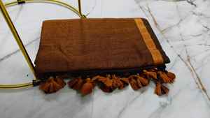 Auténtico Sari de Tela de Algodón de Primera Calidad, Teñido Liso, Ecológico, de Secado Rápido, Vestido de Novia Ligero para Niñas, Tejido de 450 g/m² - Product Image 4