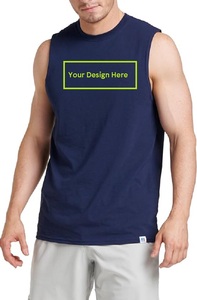 Chemises musclées sans manches pour hommes Séchage rapide 60% Coton-40% Polyester Débardeur Protection contre les odeurs Évacuation de l'humidité avec logo - Product Image 6