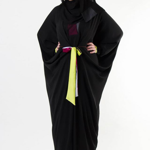 Nueva llegada Dubai árabe señoras Abaya manga larga vestido musulmán etéreo islámico Kaftan gasa Nida tela Eid con estilo - Product Image 1