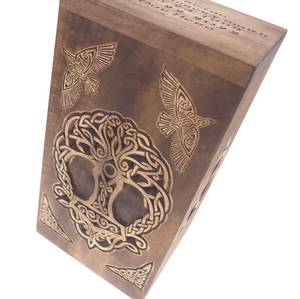 Urne en bois personnalisée pour les cendres humaines Thor marteau corbeaux boîte commémorative sculpté souvenir urnes de crémation boîtes pour l'enterrement - Product Image 6