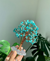 Grand arbre de vie en cristal vert Howlite Turquoise avec géode Agate tranches Base cristal arbre de prospérité fait à la main intérieur maison