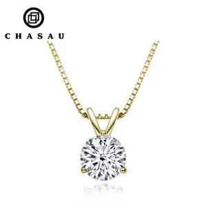 Wholesale Classic Fashion Design S925 Sterling Silver 1 Carat 6.5mm Moissanite Solitaire Pendant Necklace Jewelry For Gift