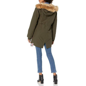 Women Softshell Waterproof Fur Hooded Custom Made Solid Color Zipper Style Blank Outwear Jacket's Breathable 100% Polyester - Product Image 2