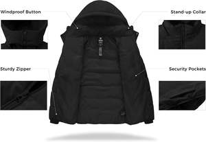 Manteau d'hiver imperméable réversible décontracté pour hommes veste bouffante à fermeture éclair Parka plus épaisse à capuche amovible tissu bulle tricoté - Product Image 3