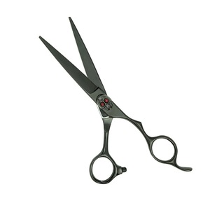 Tijeras de peluquería con estilo profesional, tijeras de corte de pelo con tornillo ajustable de alta calidad, acero inoxidable, negro recto - Product Image 1