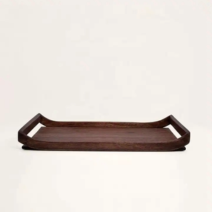 Bandeja de servicio de madera de acacia acabada, mango de Metal, diseño moderno, apto para lavavajillas para bebidas y comida, restaurante de fiesta real - Product Image 4