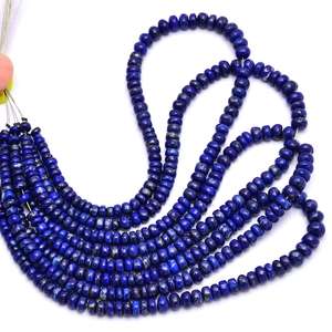 Cuentas de piedras preciosas de lapislázuli natural liso Rondelle 5-7mm cuentas de piedra de lapislázuli azul para joyería collar Fabricación de pulseras a granel - Product Image 2