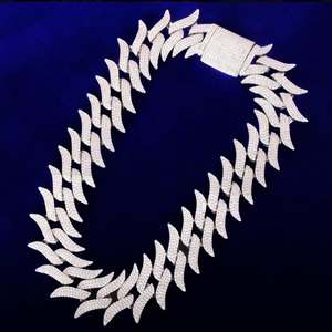 Lujo oro rosa Moissanite diamante cadena única 17mm ancho totalmente helado cuerpo joyería regalo de boda para ella y él - Product Image 3