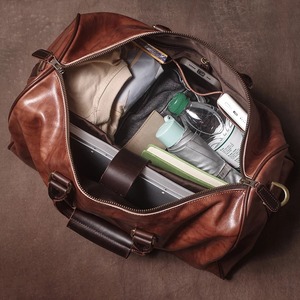 Genuine Leather Duffel <b>Bag</b>-Eco-Friendly Reusable Large Capacity Travel Gym <b>Weekend</b> <b>Bag</b> with Zipper Closure Portable & Durable - Product Image 1