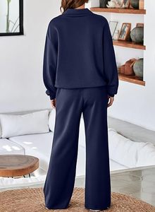 ชุดเซ็ตเสื้อผ้าลำลองผู้หญิง ผ้าฝ้ายพรีเมียม สีพื้น แห้งเร็ว ระบายอากาศดี เหมาะสำหรับใส่เล่นกีฬาในฤดูหนาว - Product Image 4