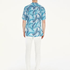 เสื้อฮาวายมีกระดุมพิมพ์ลายต้นไม้สำหรับผู้ชายเสื้อลำลองระบายอากาศได้ทุกขนาดสำหรับฤดูร้อน - Product Image 3