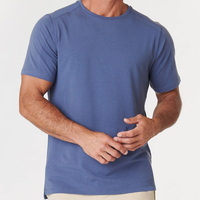 T-shirts pour hommes lavés, à manches courtes, en coton de bambou, col rond, jersey bio, coupe oversize