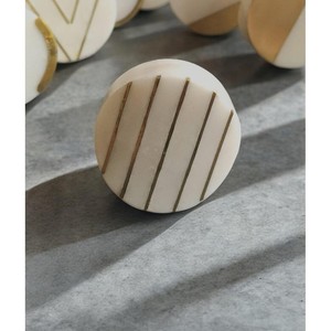 ลูกบิดตู้ทำจากหินหินอ่อนสีขาวลูกบิดแบบดึงฐานลิ้นชักทำจากทองเหลืองและหินอ่อนรูปทรงเรขาคณิตสำหรับตู้ในห้องครัว - Product Image 4