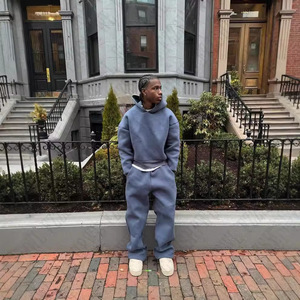 Baggy personnalisé épais caoutchouteux étiquette recadrée sweat à capuche surdimensionné blanc polaire récolte survêtement poids lourd hommes sweats à capuche - Product Image 4