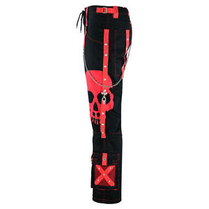 Pantalones de Moda Gótica Oscura con Calavera Roja Grande para Hombre, con Correas Rojas, Cadena y Tachuelas Plateadas 2026 - Product Image 4