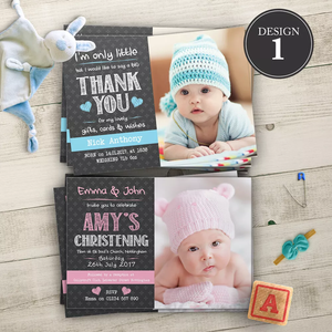 Gepersonaliseerde schattige baby-bedankkaartjes, foto-verjaardagsbedankkaartjes, ontwerp voor uitnodigingskaartjes voor een nieuwe baby's verjaardagsfeestje - Product Image 1