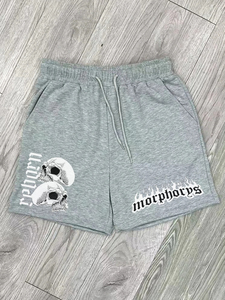 Pantalones cortos de sudor con diamantes de imitación y estampado vintage personalizado, pantalones cortos holgados de algodón 100% para hombre - Product Image 2